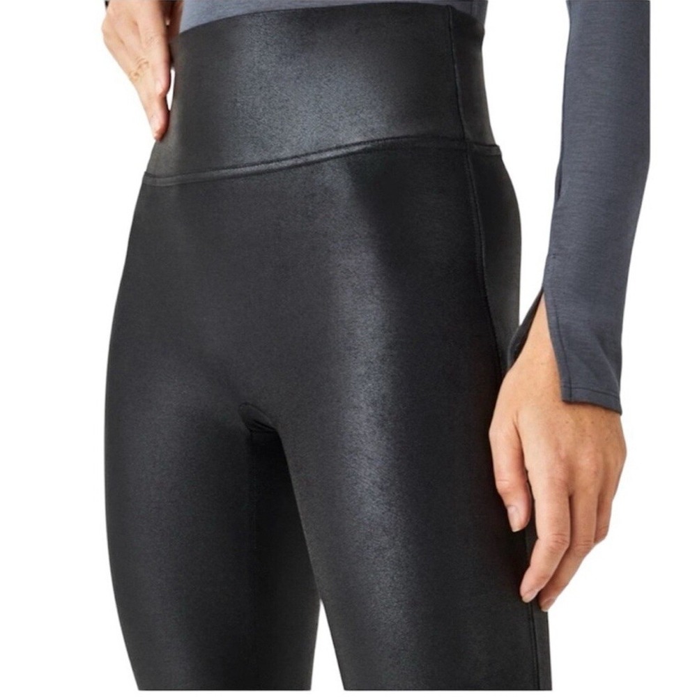 Spanx Womens Faux Leather Leggings Size Small Black Coated